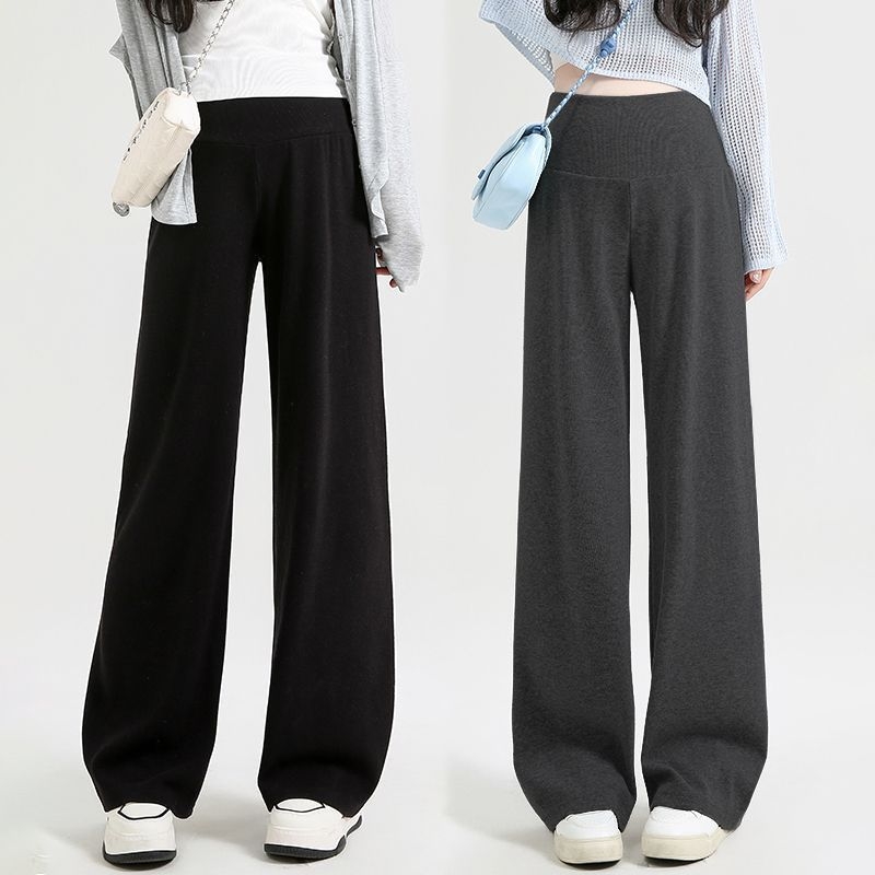 Nėščiųjų plačių kelnių su žemu juosmeniu, be spaudimo pilvui, Chenille pamušalas