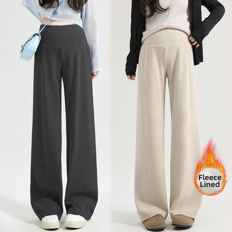 Nėščiųjų plačių kelnių su žemu juosmeniu, be spaudimo pilvui, Chenille pamušalas