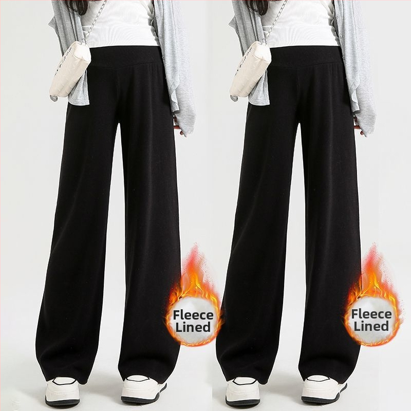 Nėščiųjų plačių kelnių su žemu juosmeniu, be spaudimo pilvui, Chenille pamušalas