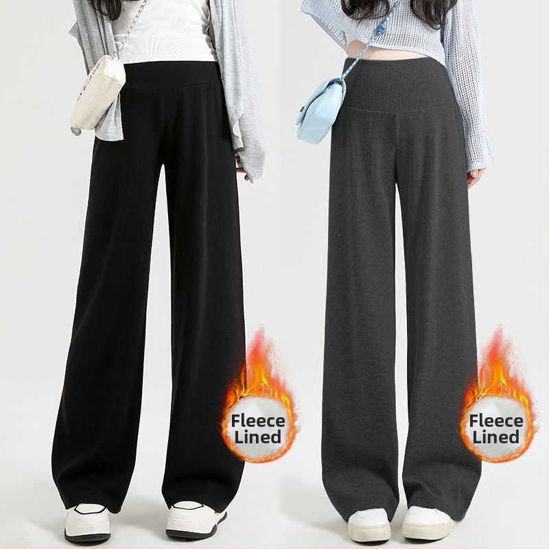 Nėščiųjų plačių kelnių su žemu juosmeniu, be spaudimo pilvui, Chenille pamušalas