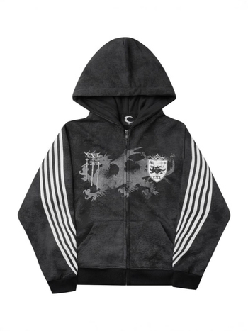 Hoodie s kapuljom i zatvaračem, 3D otisak, ulični hipster stil, širok kroj, poliester