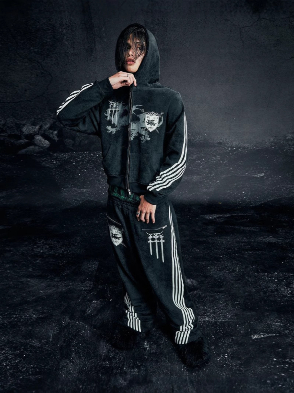 Hoodie s kapuljom i zatvaračem, 3D otisak, ulični hipster stil, širok kroj, poliester