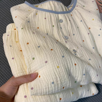 Plus veličina: set pidžama od dvostruke gaze od 100% pamuka, za dojenje, s dugim rukavima, proljeće–jesen
