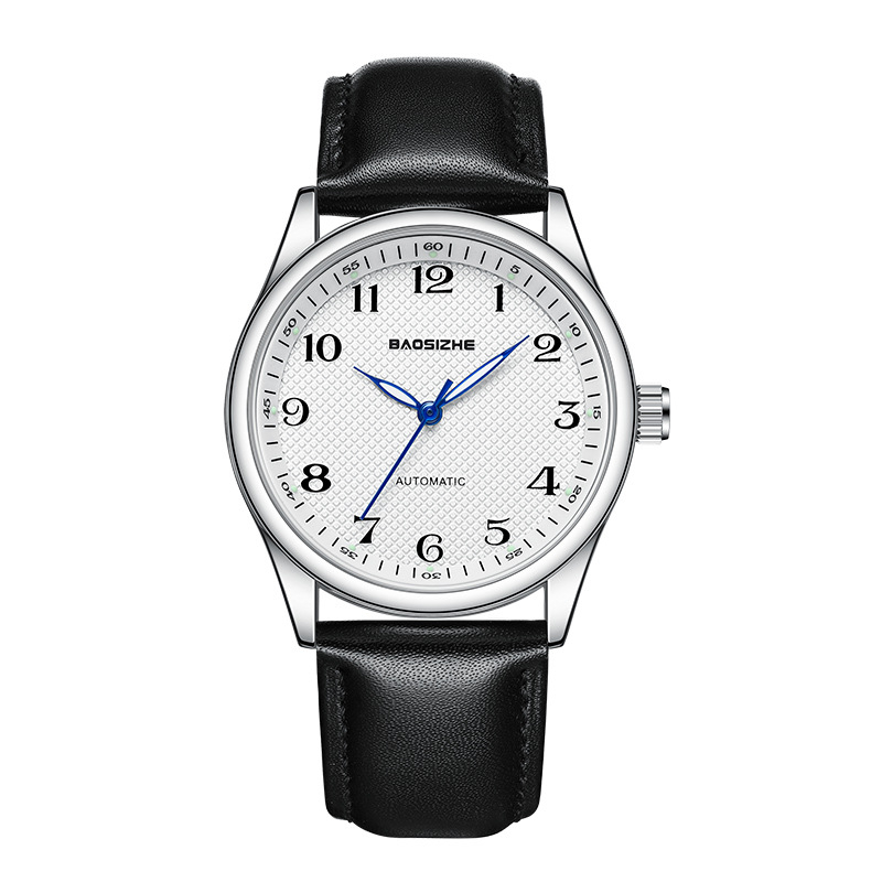 Bao Sizhe Pāris pulksteņi ar automātisko mehānismu, kalendārs un nedēļas rādītājs, gaismas rādītāji, īsta ādas siksna, ūdens izturība 30m