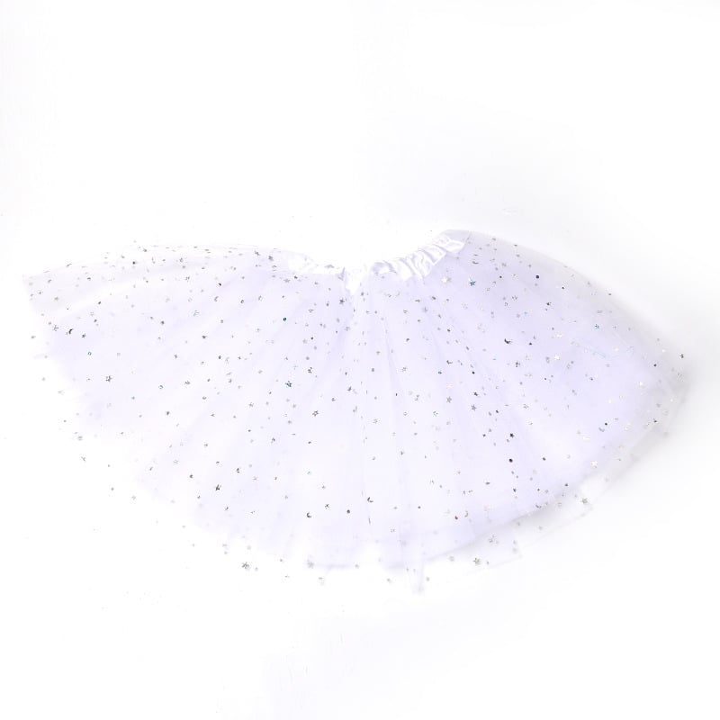 Vaikų tutu sijonas su trim sluoksniais tinklo audinio, klostuotas; Pagrindinė medžiaga: poliesteris; Pagrindinės medžiagos sudėtis: 90-95% poliesterio; Pamušalas: poliesteris; Amžiaus grupė: 3-8 metai