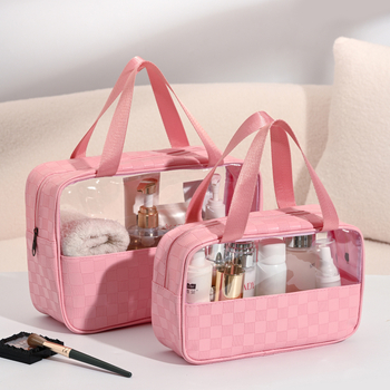 Kosmetinės krepšys - Odinė, Raidžių raštas, Užtrauktukas, Vandeniui atsparus, Išplėstinā talpa