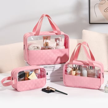 Kosmetinės krepšys - Odinė, Raidžių raštas, Užtrauktukas, Vandeniui atsparus, Išplėstinā talpa