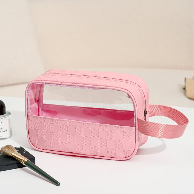 Kosmetinės krepšys - Odinė, Raidžių raštas, Užtrauktukas, Vandeniui atsparus, Išplėstinā talpa