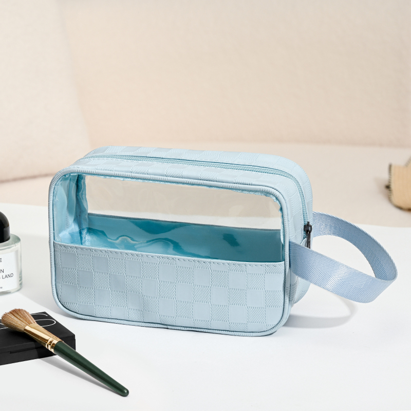 Kosmetinės krepšys - Odinė, Raidžių raštas, Užtrauktukas, Vandeniui atsparus, Išplėstinā talpa