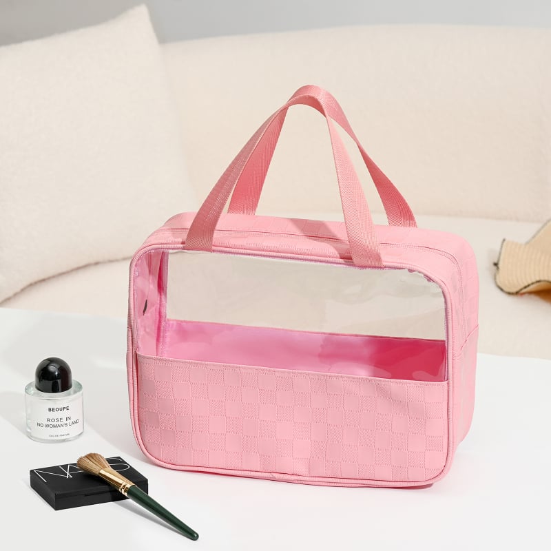 Kosmetinės krepšys - Odinė, Raidžių raštas, Užtrauktukas, Vandeniui atsparus, Išplėstinā talpa