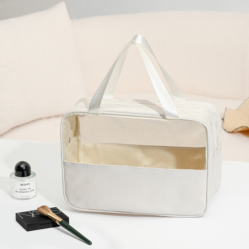 Kosmetinės krepšys - Odinė, Raidžių raštas, Užtrauktukas, Vandeniui atsparus, Išplėstinā talpa