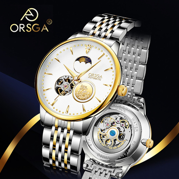 ORSGA Mehāniskais pulkstenis ar mēness fāzi un mehānisma skatlogu; Mehānisms: Oriģinālais mehānisis mehānisms (Āzijas izcelsme); Korpuss: sakausējums; Siksna: nerūsējošais tērauds; Ūdensizturība: 30M