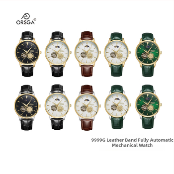 ORSGA Mehāniskais pulkstenis ar mēness fāzi un mehānisma skatlogu; Mehānisms: Oriģinālais mehānisis mehānisms (Āzijas izcelsme); Korpuss: sakausējums; Siksna: nerūsējošais tērauds; Ūdensizturība: 30M