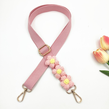 Презрамка за чанта за рамо — бохемски ръчно тъкана презрамка с дизайн на маргаритки, полиестер, код 079, за носене на едно рамо crossbody.