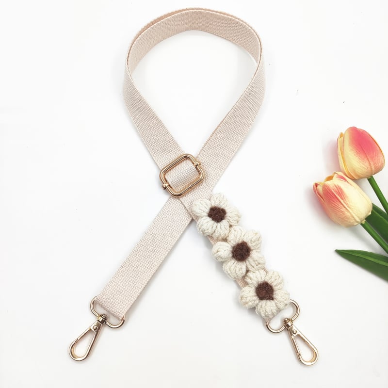 Презрамка за чанта за рамо — бохемски ръчно тъкана презрамка с дизайн на маргаритки, полиестер, код 079, за носене на едно рамо crossbody.