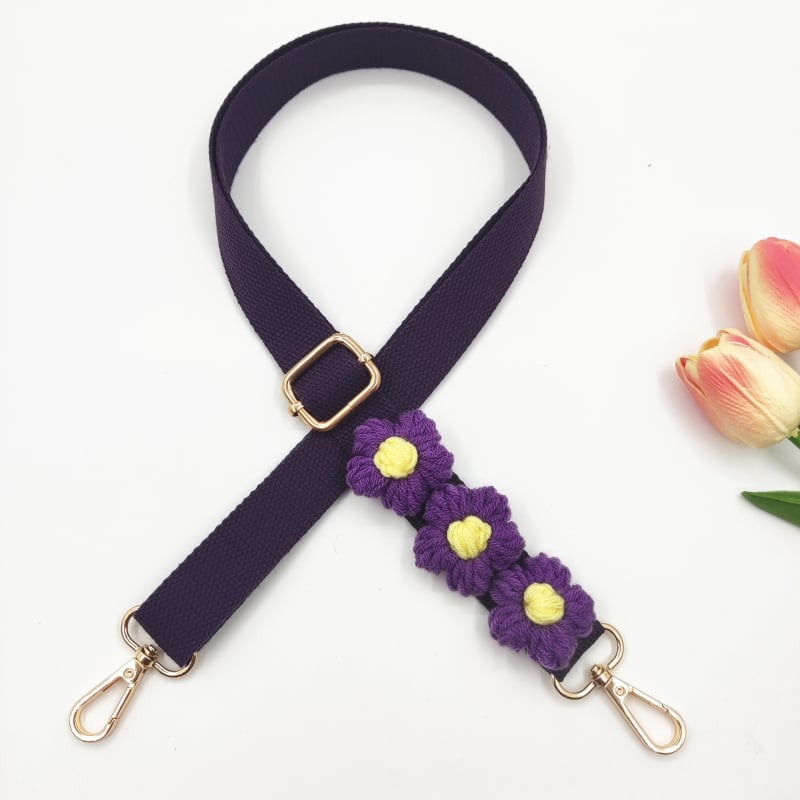 Презрамка за чанта за рамо — бохемски ръчно тъкана презрамка с дизайн на маргаритки, полиестер, код 079, за носене на едно рамо crossbody.