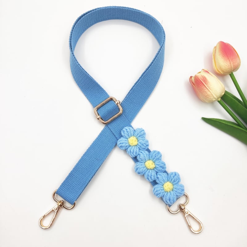 Презрамка за чанта за рамо — бохемски ръчно тъкана презрамка с дизайн на маргаритки, полиестер, код 079, за носене на едно рамо crossbody.