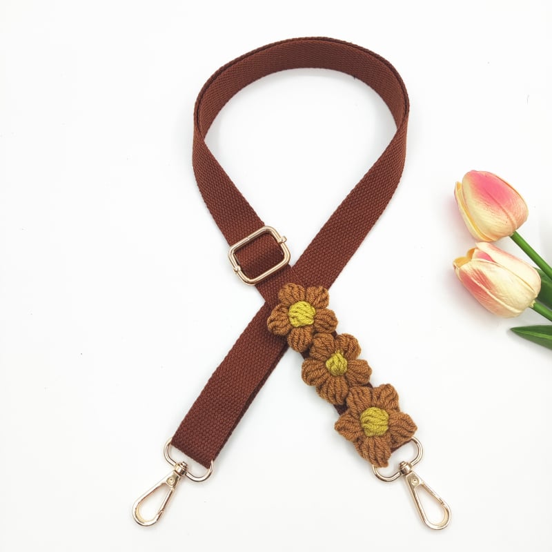 Презрамка за чанта за рамо — бохемски ръчно тъкана презрамка с дизайн на маргаритки, полиестер, код 079, за носене на едно рамо crossbody.