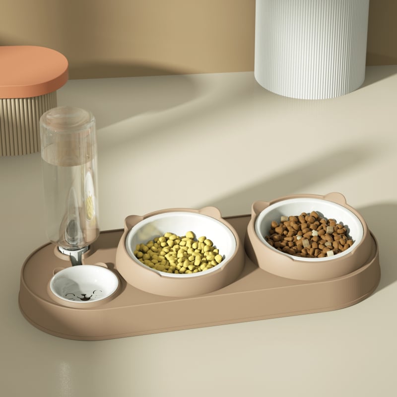 Котешка двойна купа с автоматично пиене и хранене, пластмасова, марка Yixin yichong