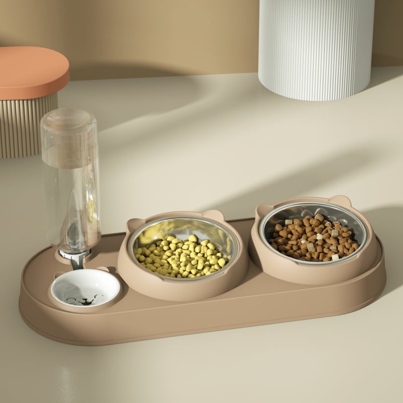 Котешка двойна купа с автоматично пиене и хранене, пластмасова, марка Yixin yichong