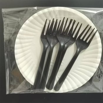 Vienkartinis popierinių lėkštčių ir šaukštų rinkinys gimtadienio šventei – įskaitant lėkštes ir šakutes, medžiaga: popierius, pritaikymas