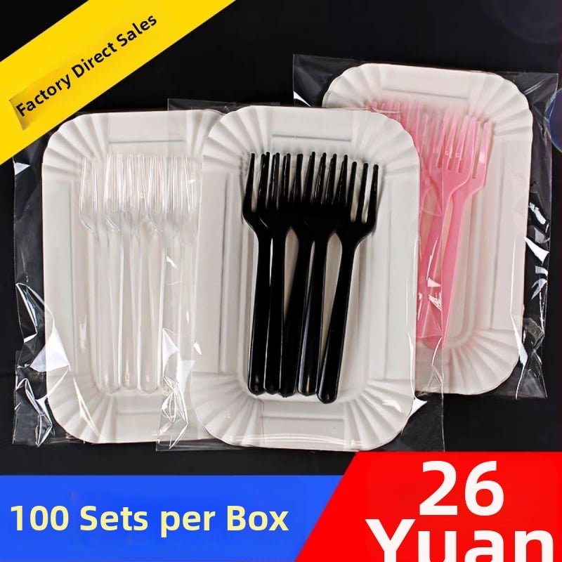 Vienkartinis popierinių lėkštčių ir šaukštų rinkinys gimtadienio šventei – įskaitant lėkštes ir šakutes, medžiaga: popierius, pritaikymas