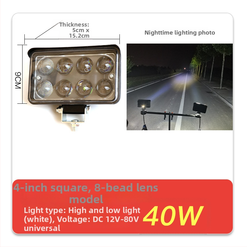 Krovininio automobilio LED prožektorius, įvestis 12–80V, galia 20–160W, IP67, liejimo aliuminio korpusas