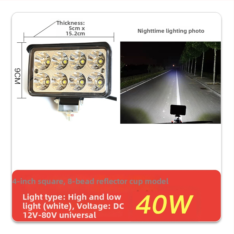 Krovininio automobilio LED prožektorius, įvestis 12–80V, galia 20–160W, IP67, liejimo aliuminio korpusas