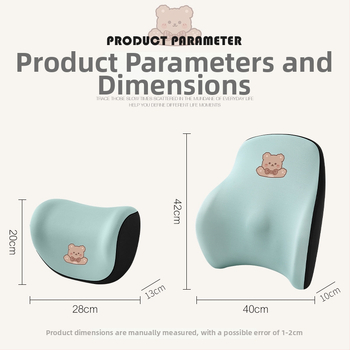 Automašīnas galvas balsts no memory foam, ārējais materiāls: sintētiskās šķiedras, raksts: apskājošais lācis, stils: karikatūra, piemērots visiem gadalaikiem