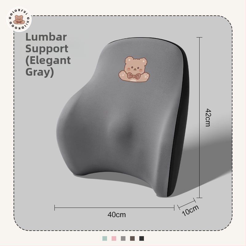 Automašīnas galvas balsts no memory foam, ārējais materiāls: sintētiskās šķiedras, raksts: apskājošais lācis, stils: karikatūra, piemērots visiem gadalaikiem