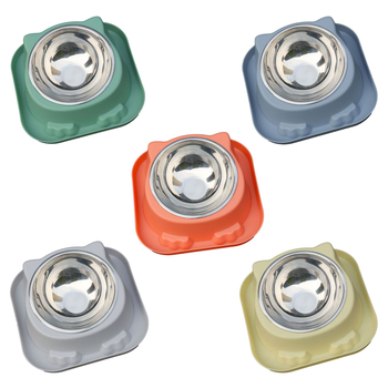 2-σε-1 αποσπώμενο μπολ φαγητού κατοικίδίων με αντιολισθητικό κάτω για γάτες και σκύλους – Υλικά: PP + ανοξείδωτος χάλυβας