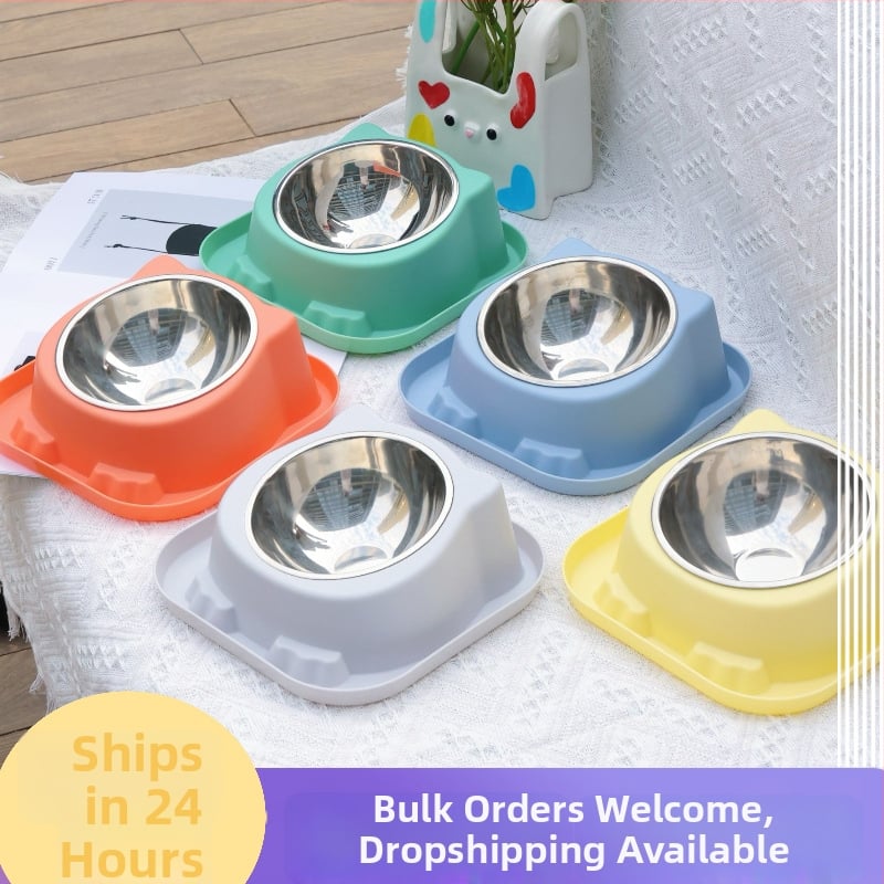 2-σε-1 αποσπώμενο μπολ φαγητού κατοικίδίων με αντιολισθητικό κάτω για γάτες και σκύλους – Υλικά: PP + ανοξείδωτος χάλυβας