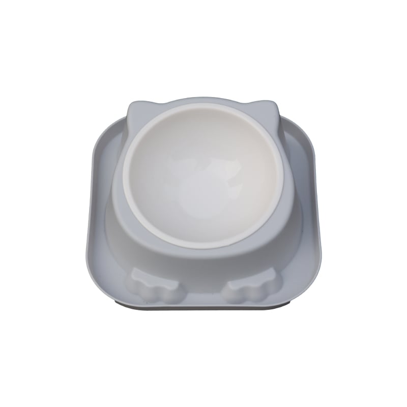 2-σε-1 αποσπώμενο μπολ φαγητού κατοικίδίων με αντιολισθητικό κάτω για γάτες και σκύλους – Υλικά: PP + ανοξείδωτος χάλυβας