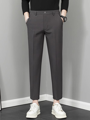 Vyriski tiesūs kelnes, 9/10 ilgio, vidurio liemuo, madingas stilius, pagrindinė medžiaga: triušio kailis