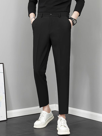 Vyriski tiesūs kelnes, 9/10 ilgio, vidurio liemuo, madingas stilius, pagrindinė medžiaga: triušio kailis