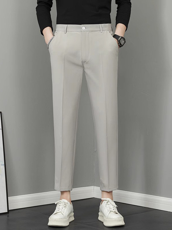 Vyriski tiesūs kelnes, 9/10 ilgio, vidurio liemuo, madingas stilius, pagrindinė medžiaga: triušio kailis