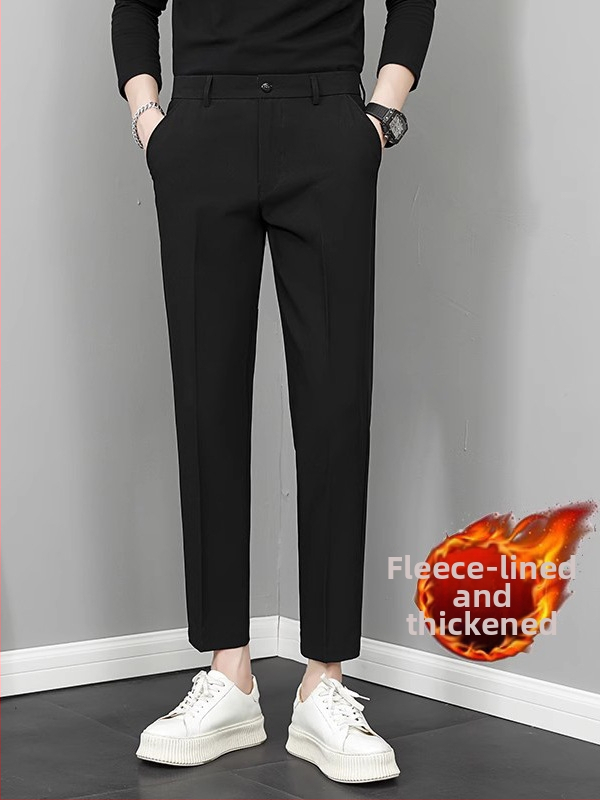 Vyriski tiesūs kelnes, 9/10 ilgio, vidurio liemuo, madingas stilius, pagrindinė medžiaga: triušio kailis