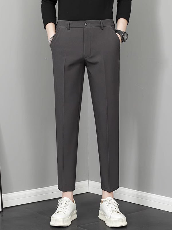 Vyriski tiesūs kelnes, 9/10 ilgio, vidurio liemuo, madingas stilius, pagrindinė medžiaga: triušio kailis