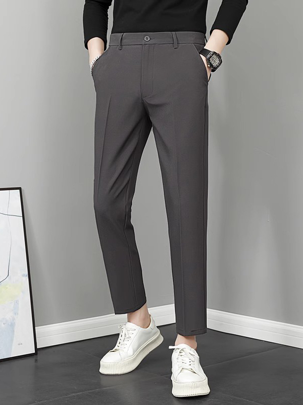 Vyriski tiesūs kelnes, 9/10 ilgio, vidurio liemuo, madingas stilius, pagrindinė medžiaga: triušio kailis