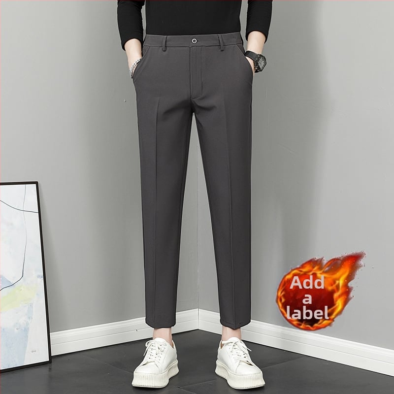 Vyriski tiesūs kelnes, 9/10 ilgio, vidurio liemuo, madingas stilius, pagrindinė medžiaga: triušio kailis