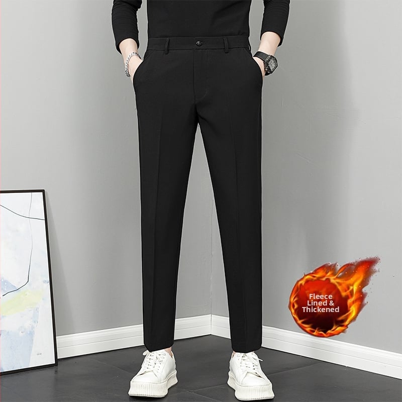 Vyriski tiesūs kelnes, 9/10 ilgio, vidurio liemuo, madingas stilius, pagrindinė medžiaga: triušio kailis