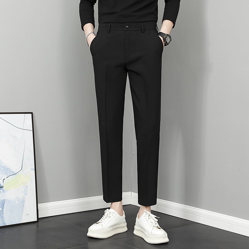 Vyriski tiesūs kelnes, 9/10 ilgio, vidurio liemuo, madingas stilius, pagrindinė medžiaga: triušio kailis