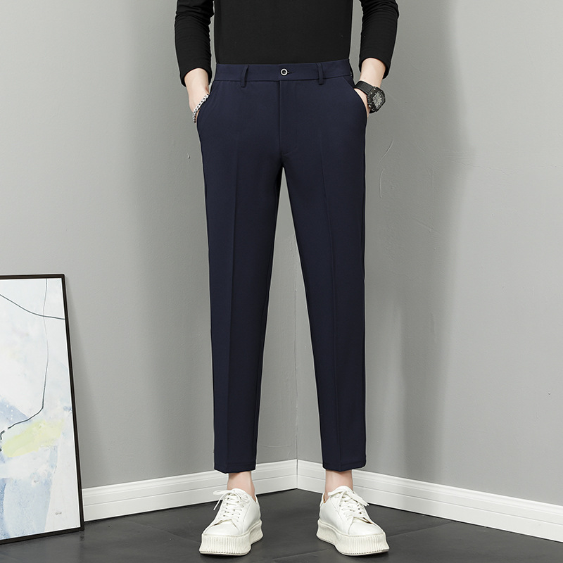 Vyriski tiesūs kelnes, 9/10 ilgio, vidurio liemuo, madingas stilius, pagrindinė medžiaga: triušio kailis