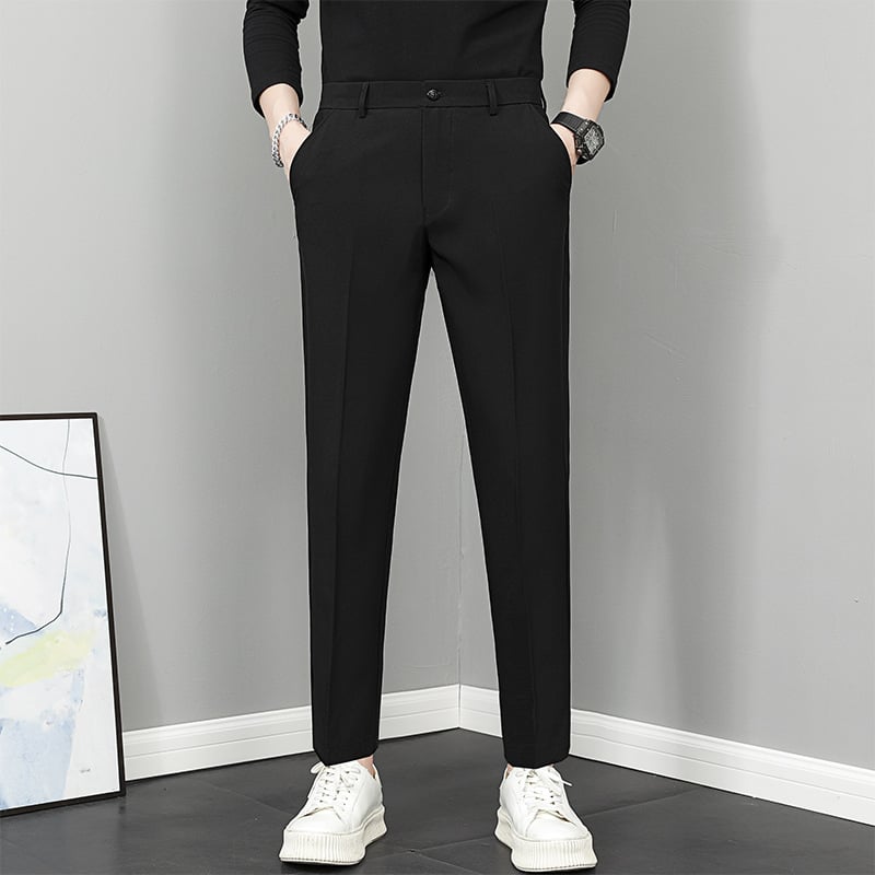 Vyriski tiesūs kelnes, 9/10 ilgio, vidurio liemuo, madingas stilius, pagrindinė medžiaga: triušio kailis