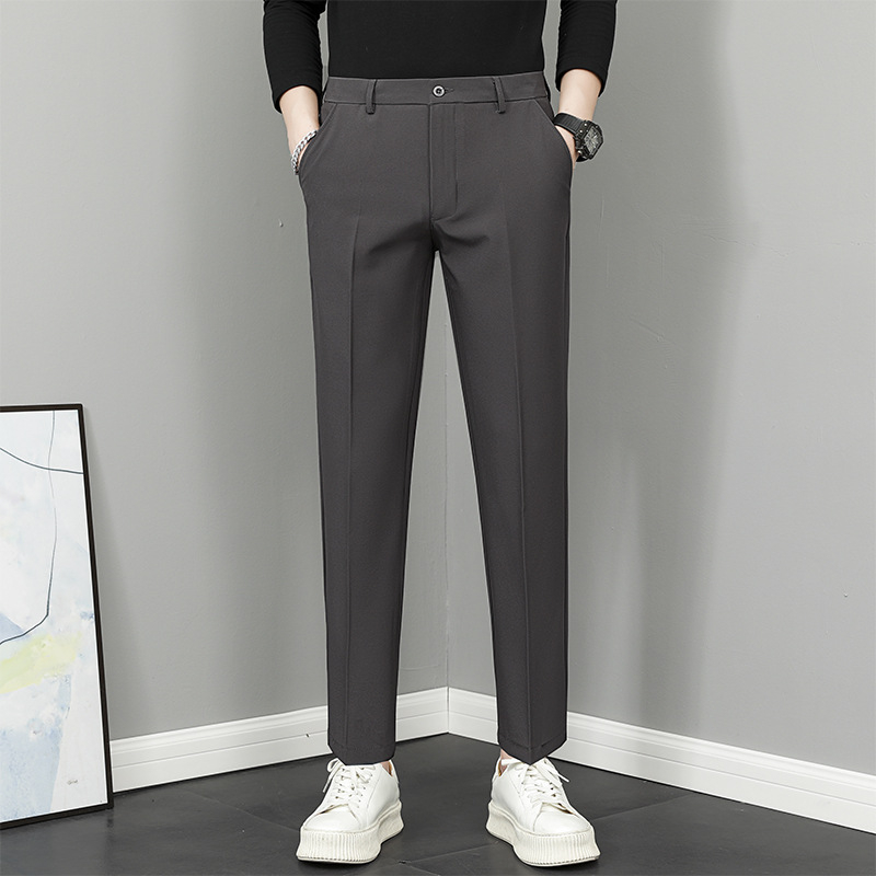 Vyriski tiesūs kelnes, 9/10 ilgio, vidurio liemuo, madingas stilius, pagrindinė medžiaga: triušio kailis