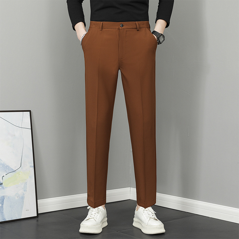 Vyriski tiesūs kelnes, 9/10 ilgio, vidurio liemuo, madingas stilius, pagrindinė medžiaga: triušio kailis