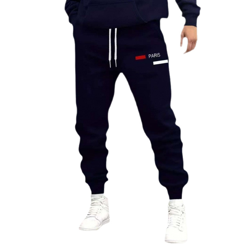 Vyrinės tiesaus kirpimo terry sportinės kelnės su skaitmenine spauda, poliesteris 91–95%, vidurio juosmuo