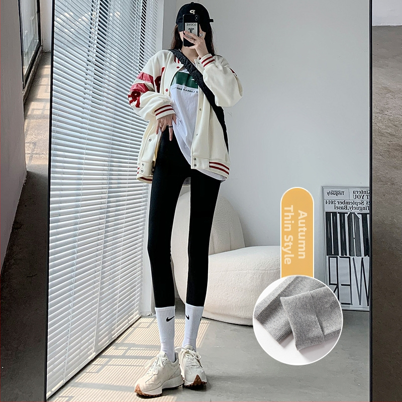 Naistele termilised fleece vooderga leggingud, paks materjal, polüester-spandeksi segu, 9/10 pikkus, kitsas lõige