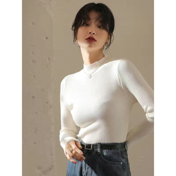 Naiste korea-stiilis must polükõrgusega kootud džemper, ühevärviline, pikad varrukad, kitsas lõige, kapuutsiga, pikkus 50–65 cm, sügis 2025