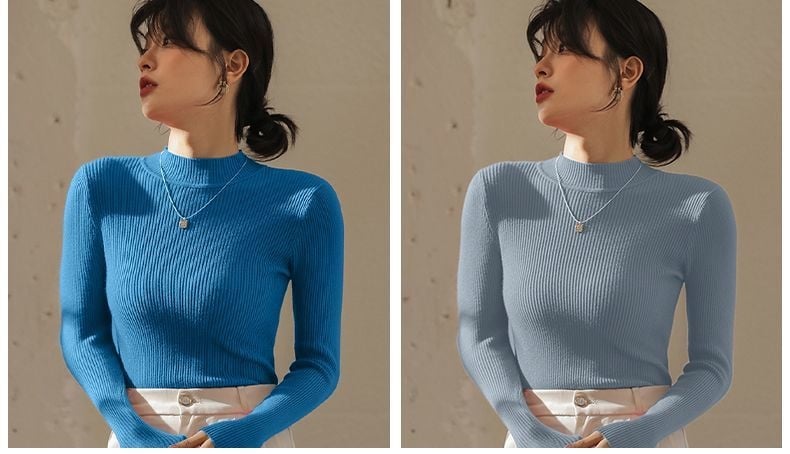 Naiste korea-stiilis must polükõrgusega kootud džemper, ühevärviline, pikad varrukad, kitsas lõige, kapuutsiga, pikkus 50–65 cm, sügis 2025